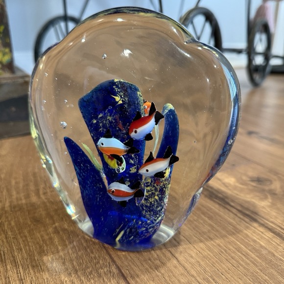 Art Glass‎ Fish Aquarium Paperweight Clamshell Double Sided 6" Tall - Picture 5 of 8